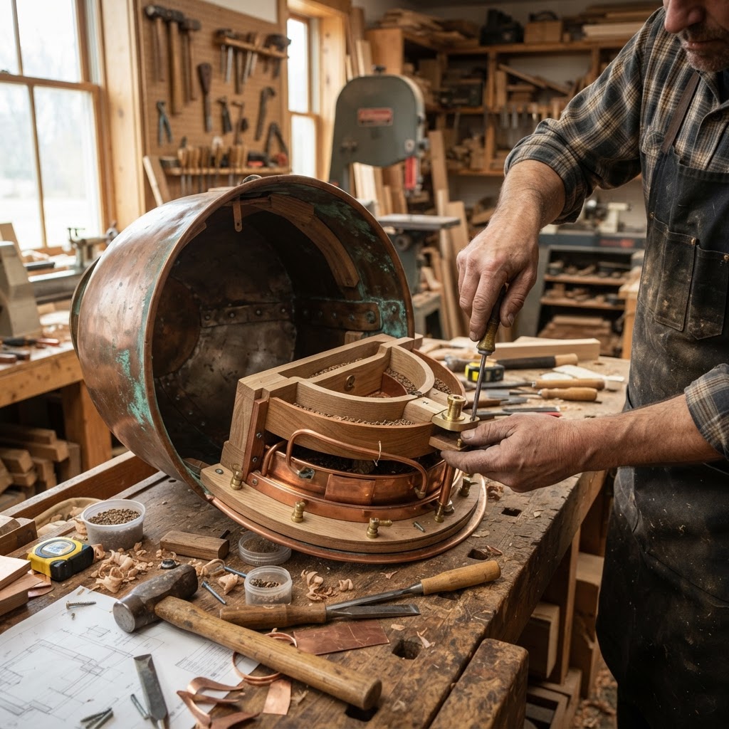 Vintage Patinated Copper Diving Bell Seed Chamber — step 3