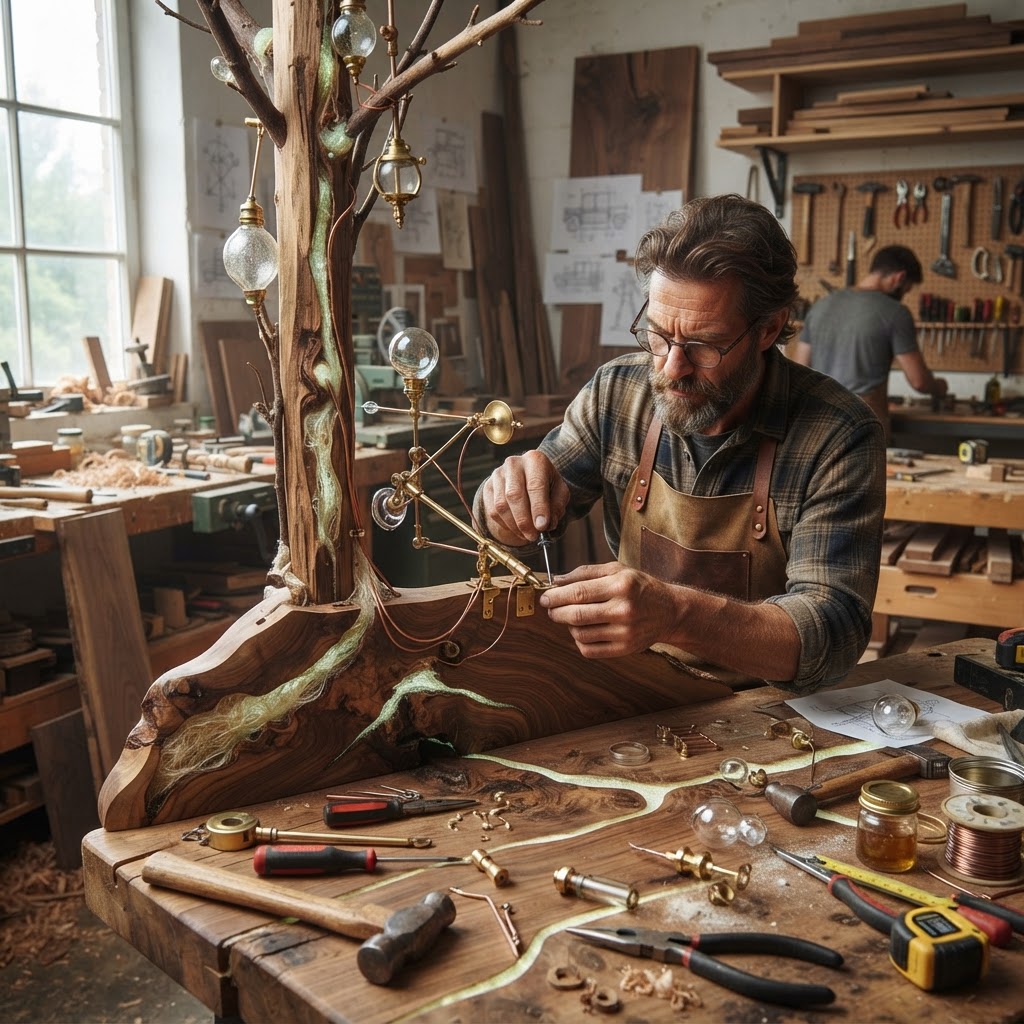 Bespoke Treetop Dendritic Mycelium-Infused Phyto-Luminous Sap-Flow Canopy Aurora-Vane Writing Console — step 3