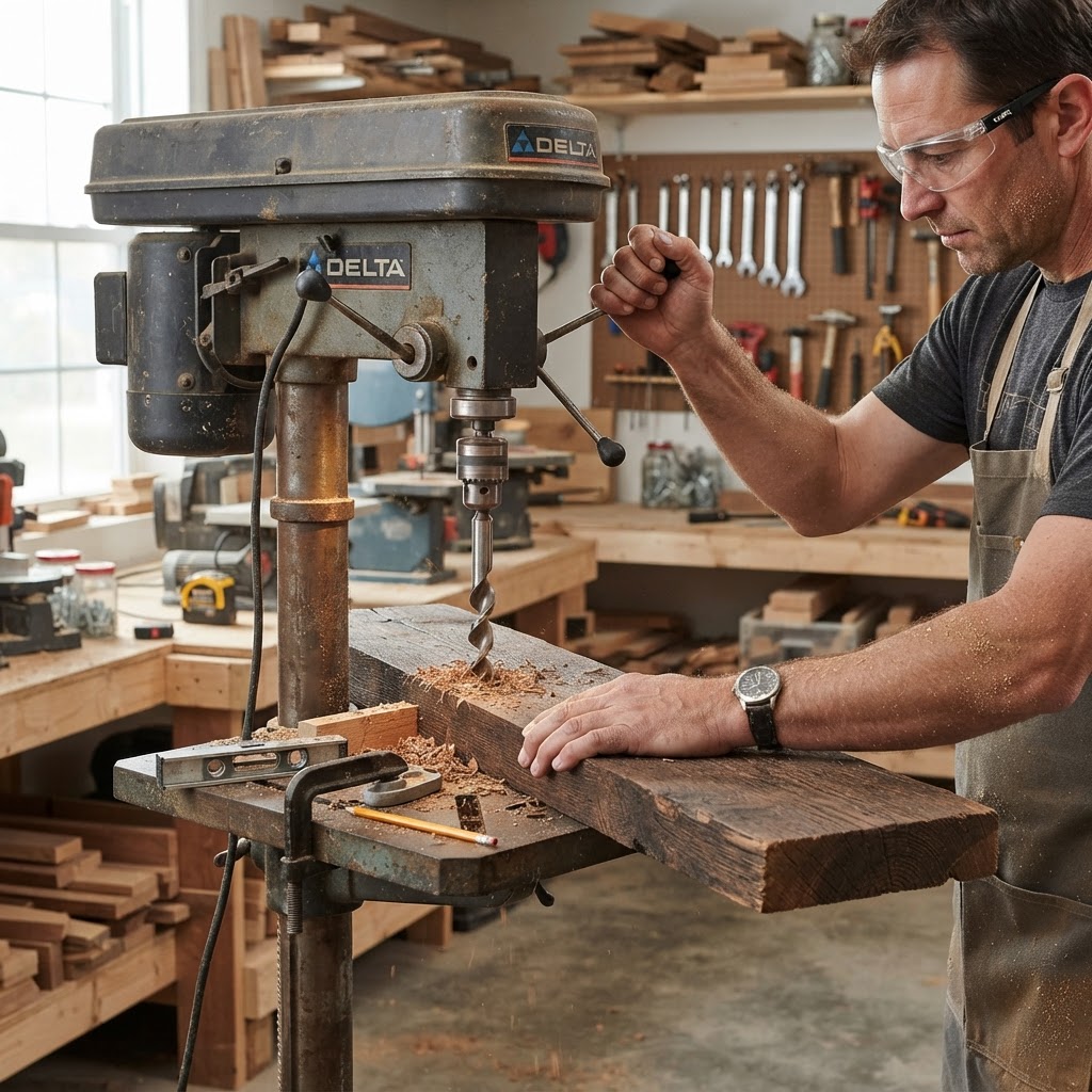 Industrial Pipe and Reclaimed Oak Floating Wine Rack — step 4