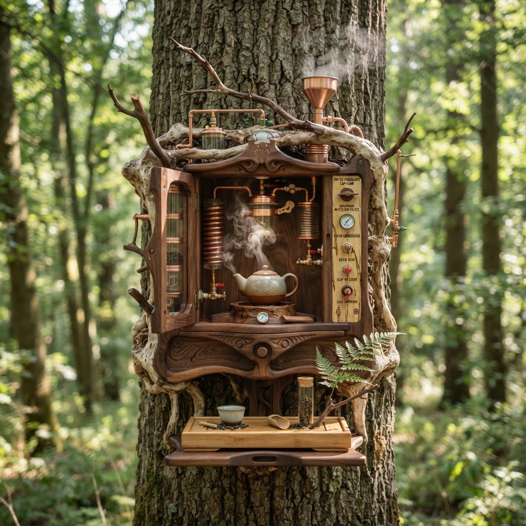 Bespoke Treetop Dendritic Mycelium-Infused Phyto-Pneumatic Sap-Flow Canopy Vapor-Synthesis Tea Chest