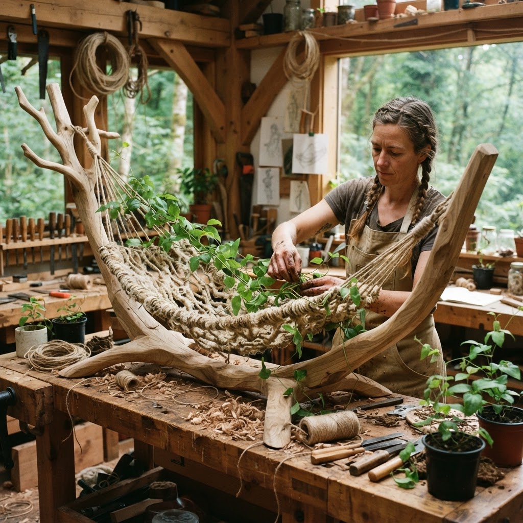 Bespoke Treetop Dendritic Mycelium-Infused Phyto-Syntonic Canopy Hammock-Loom — step 4