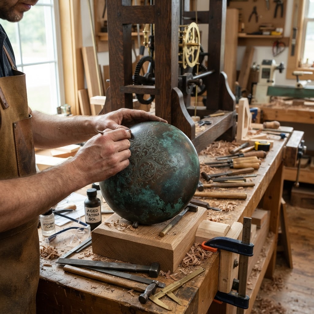 Vintage Patinated Copper Victorian Foucault Pendulum Seed Oscillator — step 2