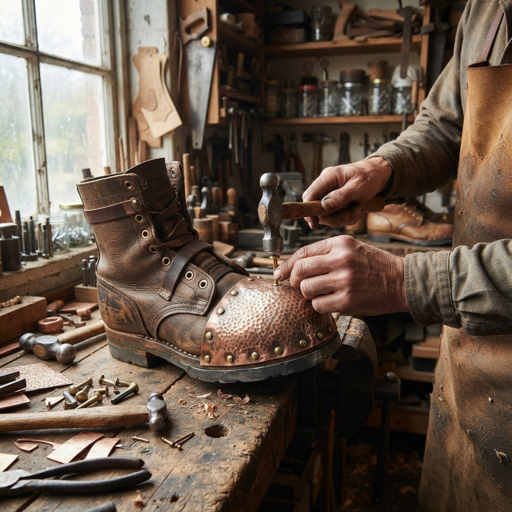Vintage Patinated Copper Diving Suit Weighted Lead-Boot Seed Perch — step 2