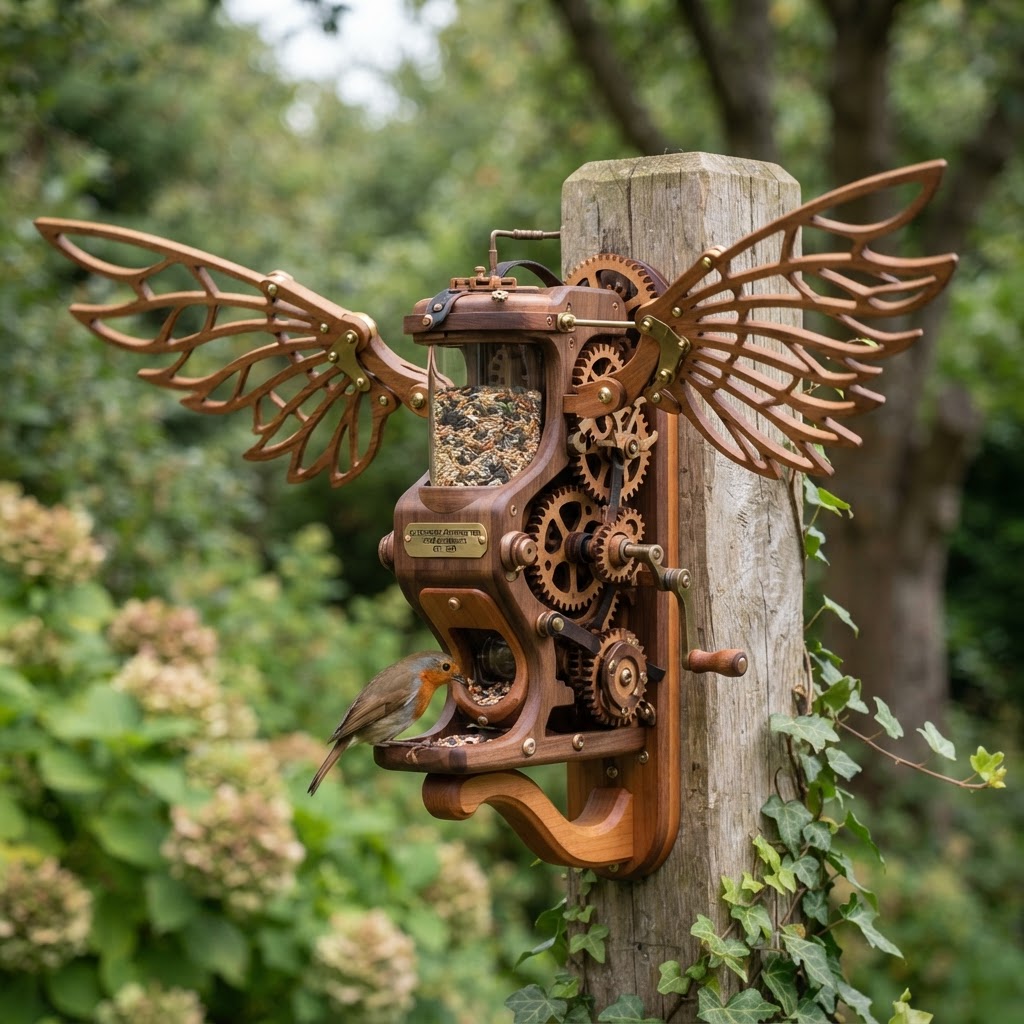 Clockwork Orinthopter Wing-Flapping Seed Dispenser