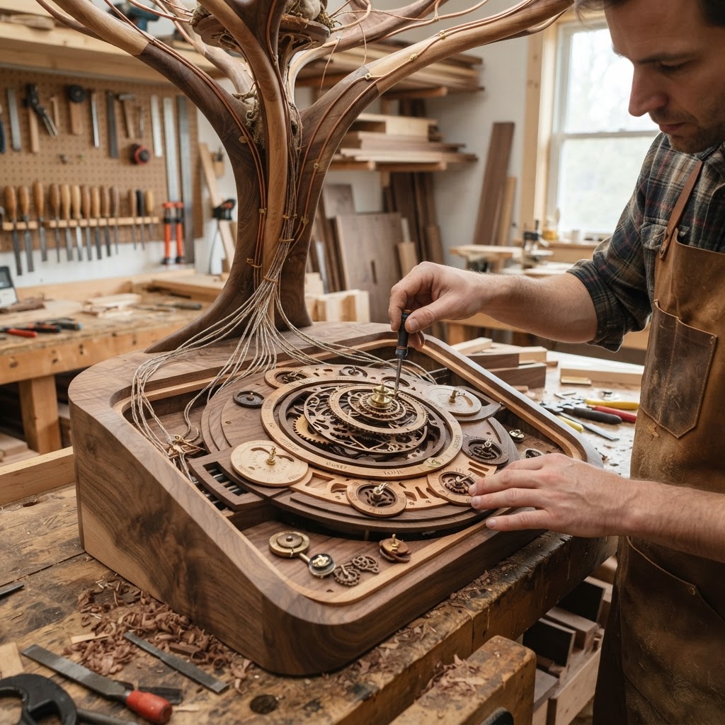 Bespoke Treetop Dendritic Mycelium-Infused Phyto-Galvanic Sap-Flow Canopy Zephyr-Orrery Writing Bureau — step 3