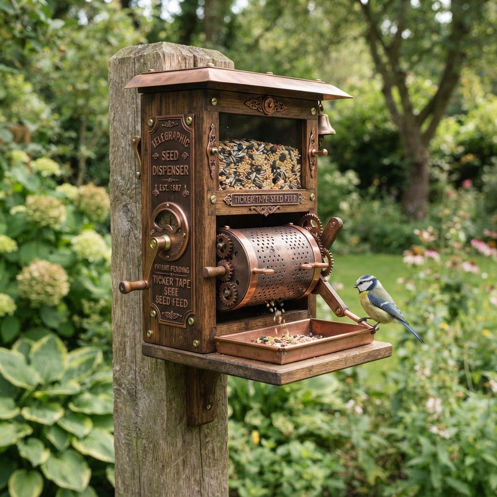 Vintage Patinated Copper Victorian Telegraphic Ticker Tape Seed Dispenser