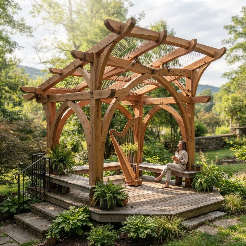 Harmonic Aeolian Harp Canopy Chime-Deck