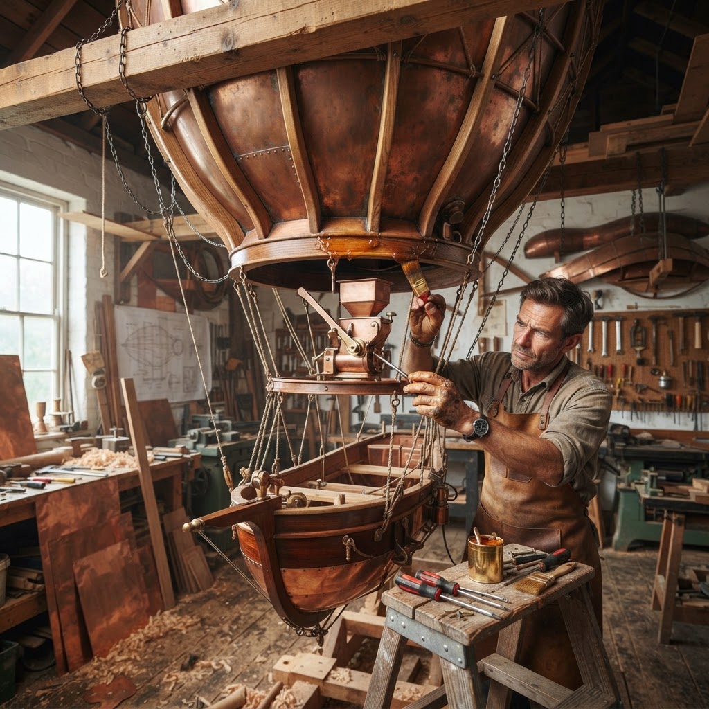 Vintage Patinated Copper Victorian Aeronautic Balloon Seed Dirigible — step 4