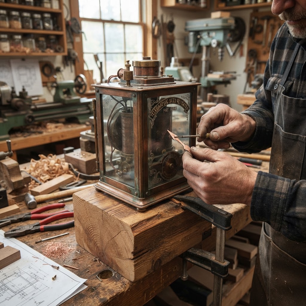 Vintage Patinated Copper Victorian Telegraphic Induction Galvanometer Seed Repeater — step 4