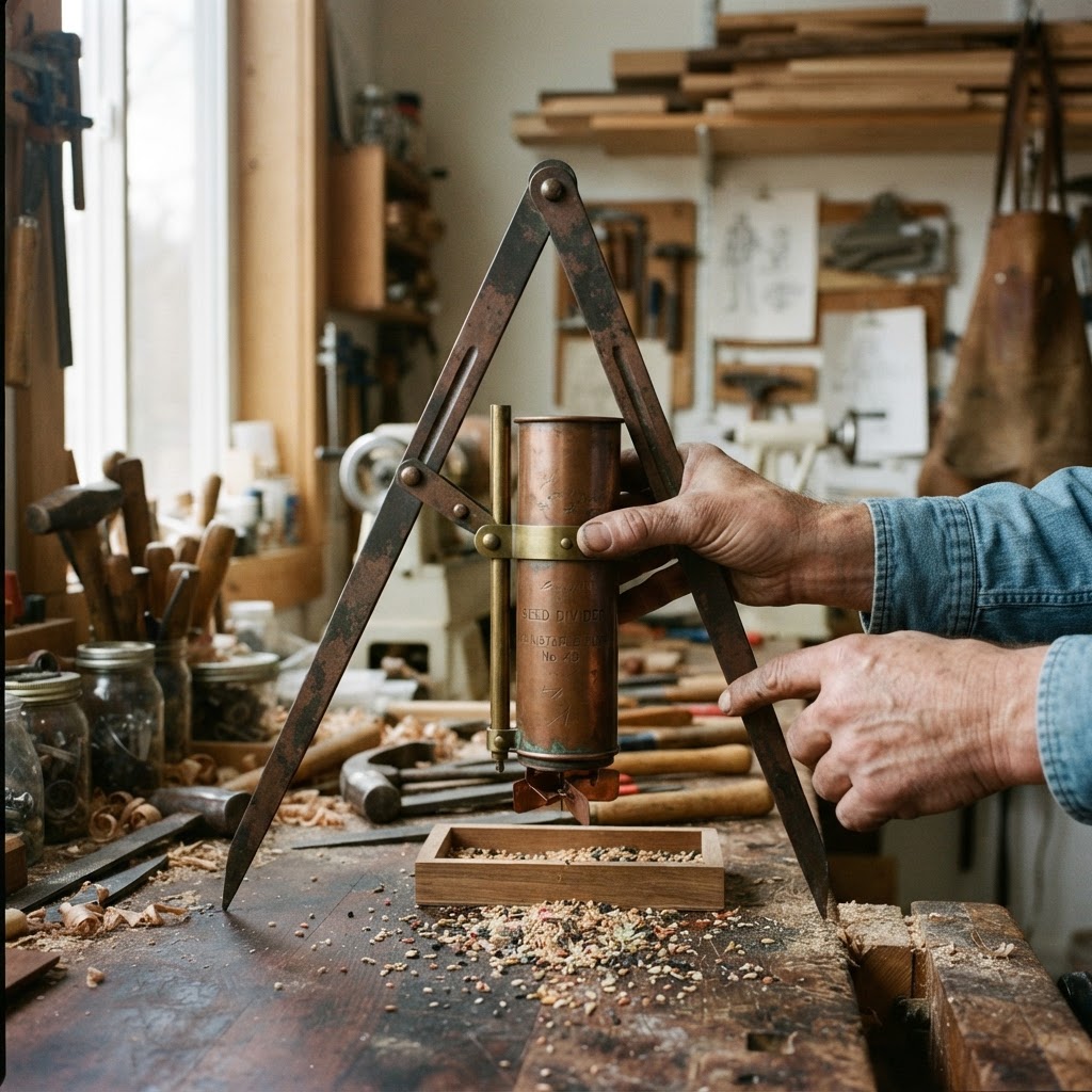 Vintage Patinated Copper Drafting Compass Seed Divider — step 3