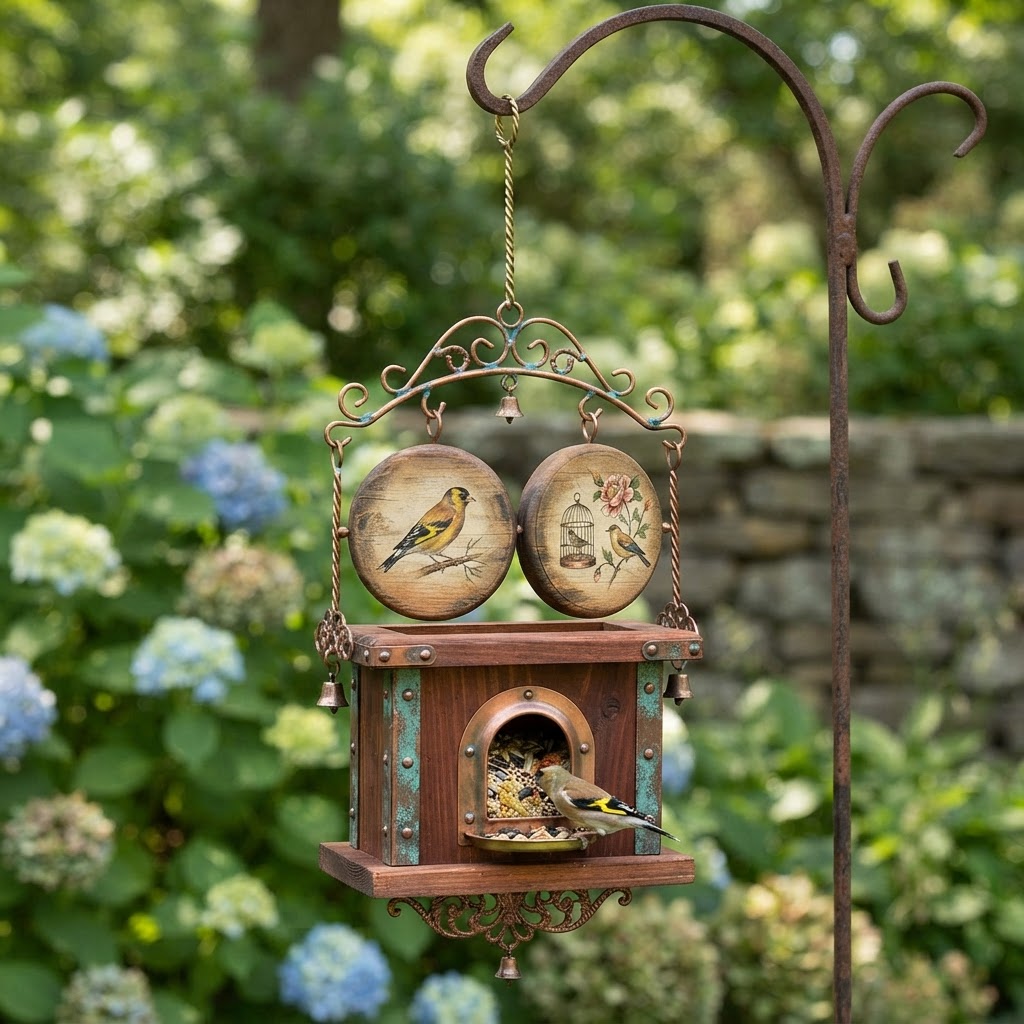 Vintage Patinated Copper Victorian Thaumatrope Seed Spinner