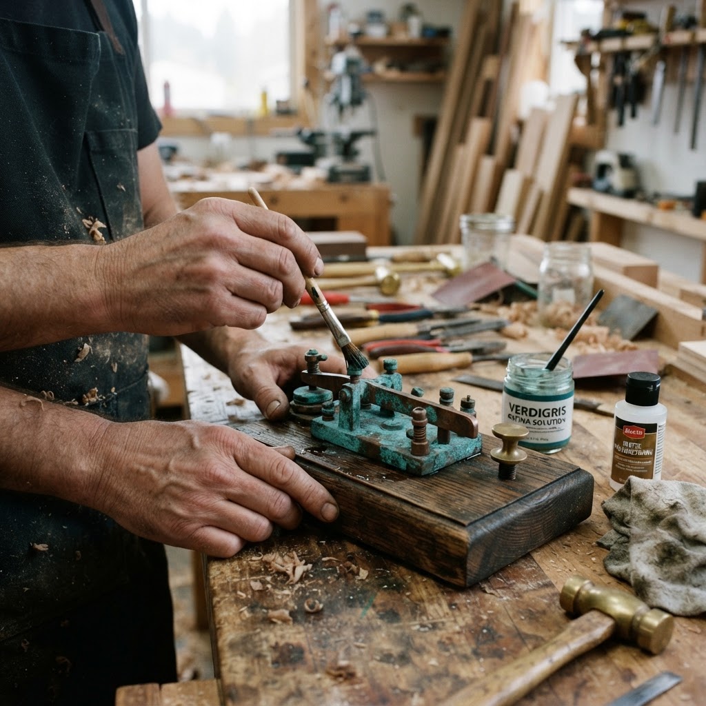 Vintage Patinated Copper Telegraph Key Seed Tapper — step 4