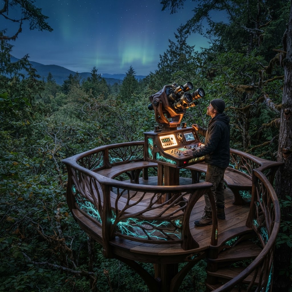 Bespoke Treetop Dendritic Mycelium-Infused Phyto-Spectroscopic Canopy Aurora-Tracker Station