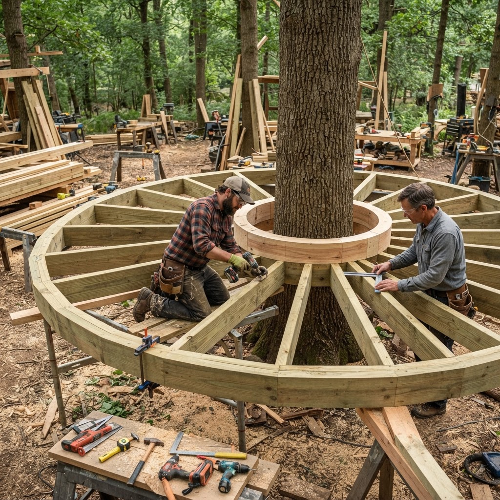 Bespoke Treetop Dendro-Chronological Ring-Study Rotunda — step 1