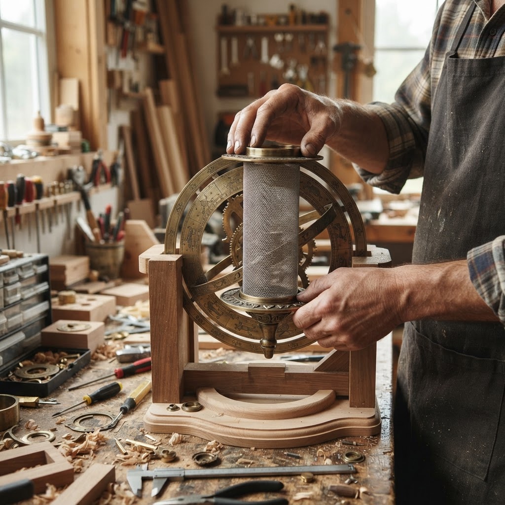 Vintage Brass Ornate Astrolabe Seed Celestial Globe — step 2