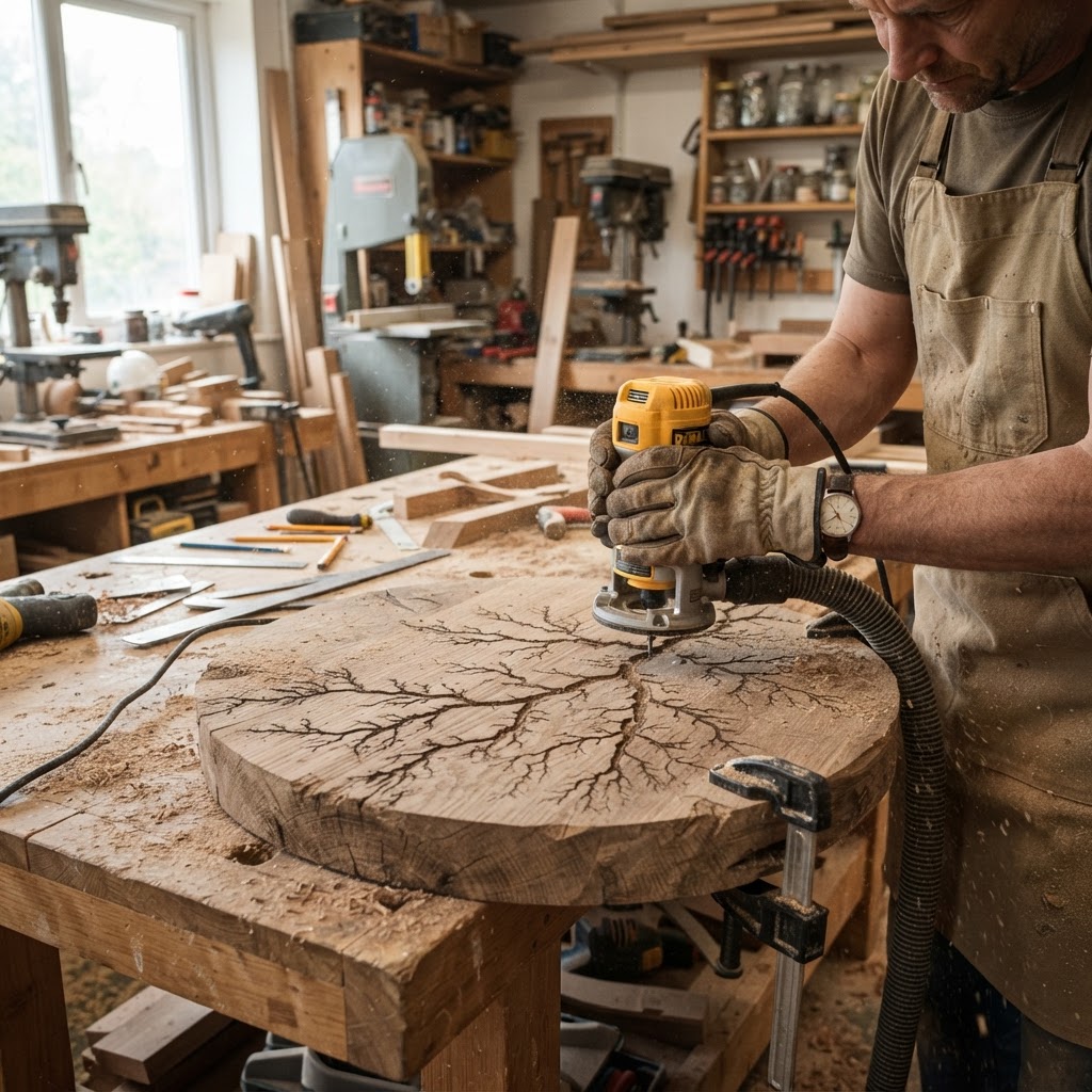 Bespoke Treetop Dendritic Mycelium-Infused Phyto-Baric Sap-Flow Canopy Dew-Harvesting Meditation Stool — step 1