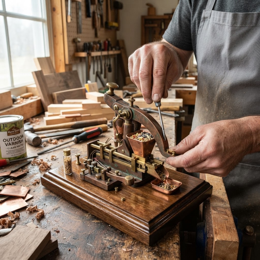 Vintage Patinated Copper Victorian Telegraphic Morse Code Seed Transmitter — step 4