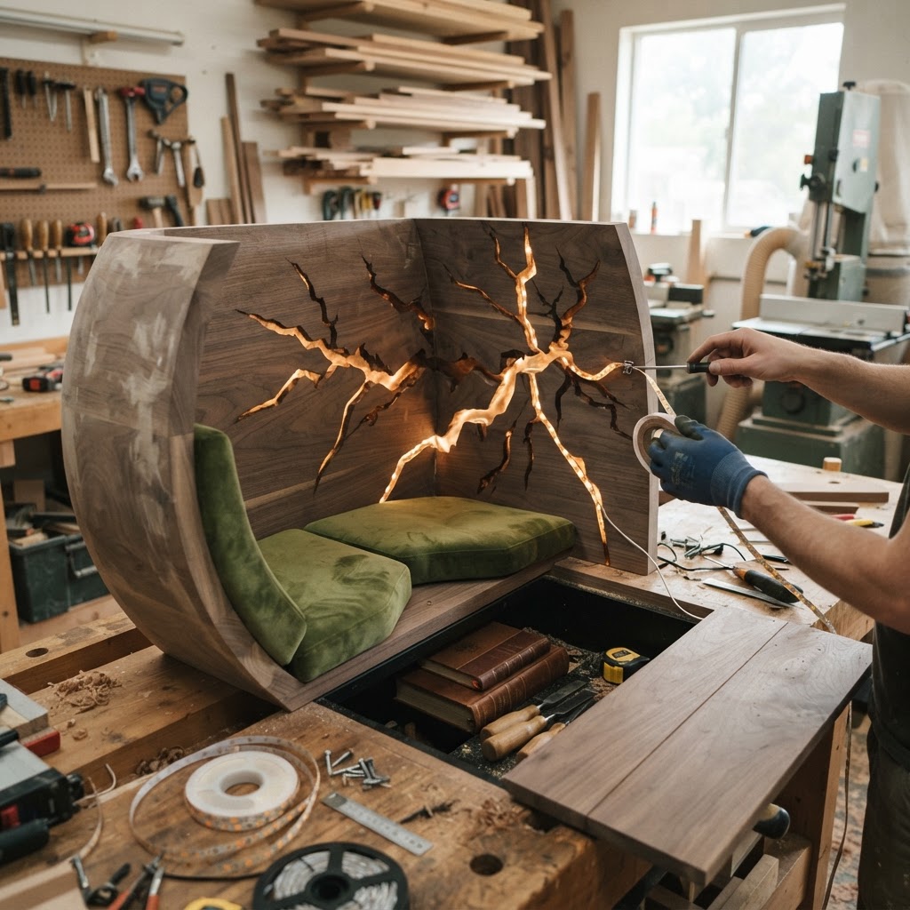 Bespoke Treetop Fractal-Fracture Resin Reading Nook — step 4