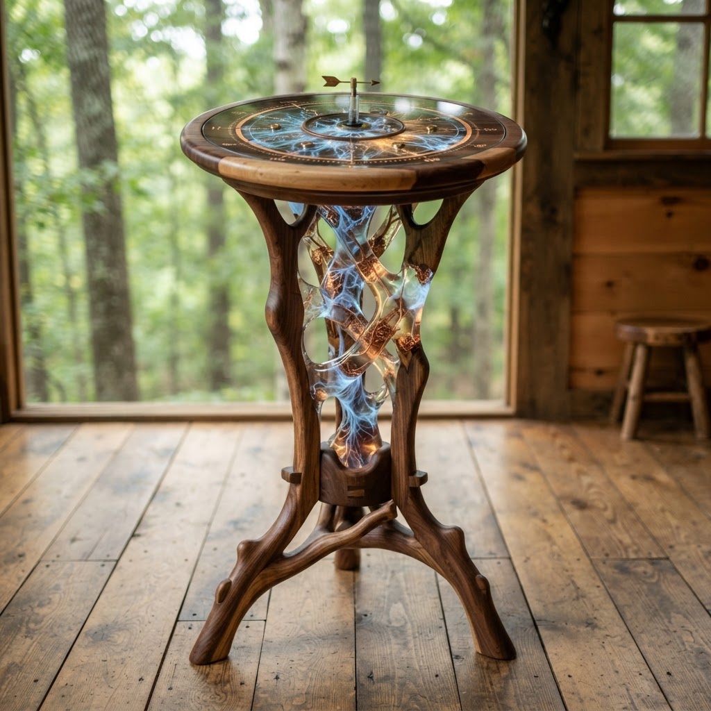 Bespoke Treetop Dendritic Mycelium-Infused Phyto-Radiant Sap-Flow Canopy Zephyr-Chronometer Pedestal