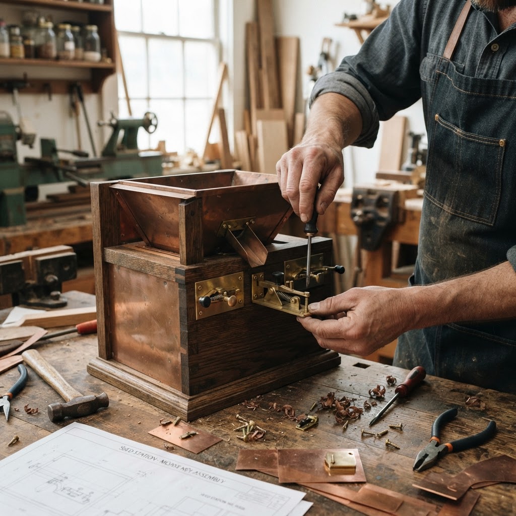 Vintage Patinated Copper Victorian Telegraphic Morse Code Seed Station — step 3