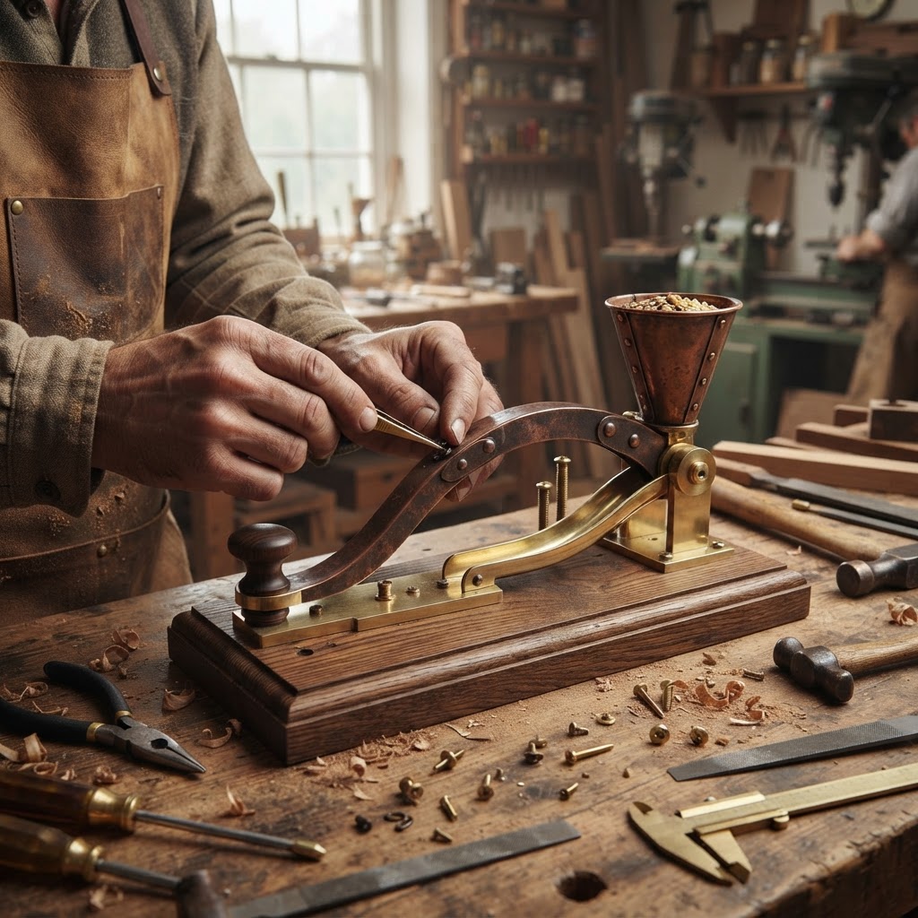 Vintage Patinated Copper Victorian Telegraphic Morse Key Seed Lever — step 2