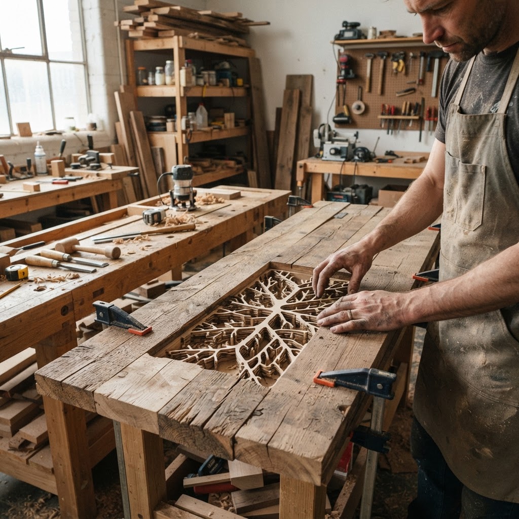 Bespoke Treetop Dendritic Mycelium-Infused Phyto-Luminous Sap-Flow Canopy Aurora-Vane Writing Console — step 1