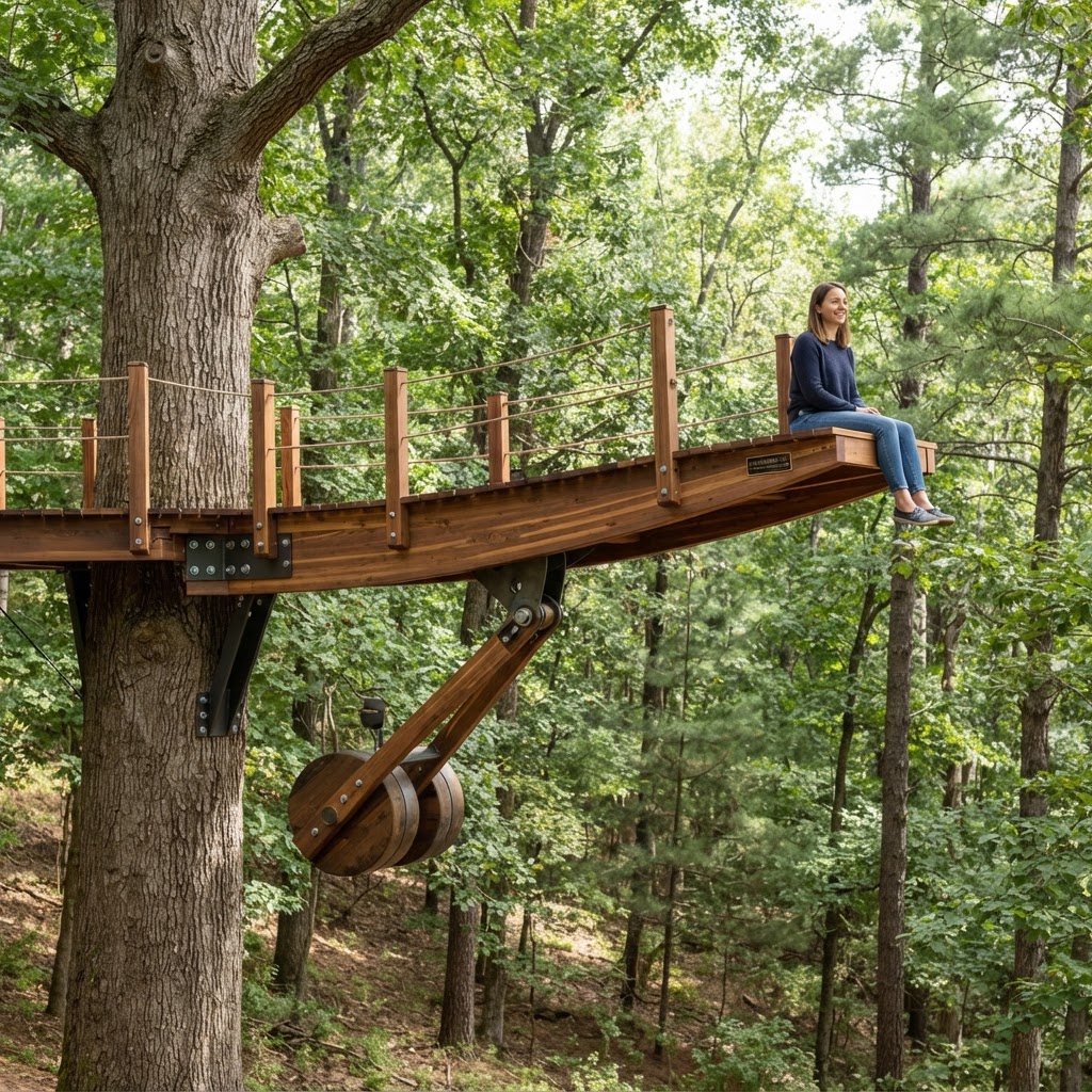 Equilibrium Counter-Weighted Treetop Teeter-Deck