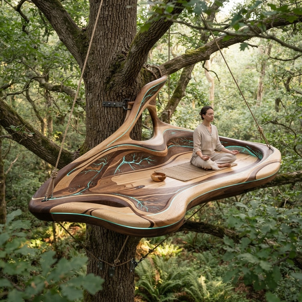 Bespoke Treetop Dendritic Mycelium-Infused Phyto-Symbiotic Sap-Flow Canopy Tide-Mapping Meditation Ledge