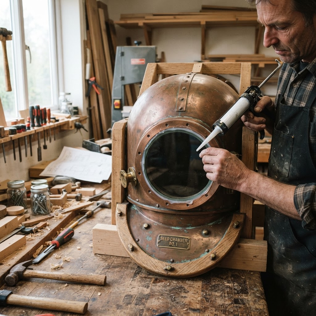 Vintage Patinated Copper Diving Bell Seed Chamber — step 3