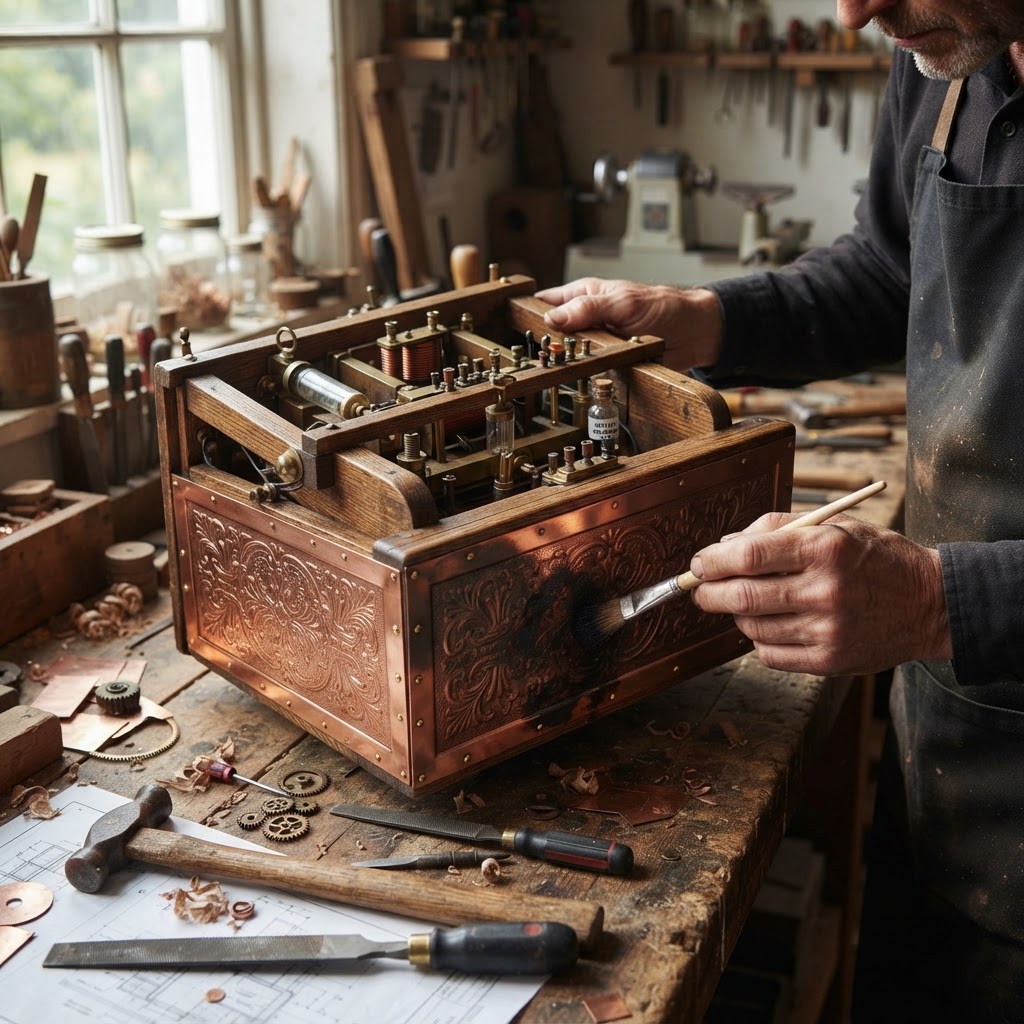 Vintage Patinated Copper Victorian Telegraphic Induction Seismograph Seed Tremor-Monitor — step 3