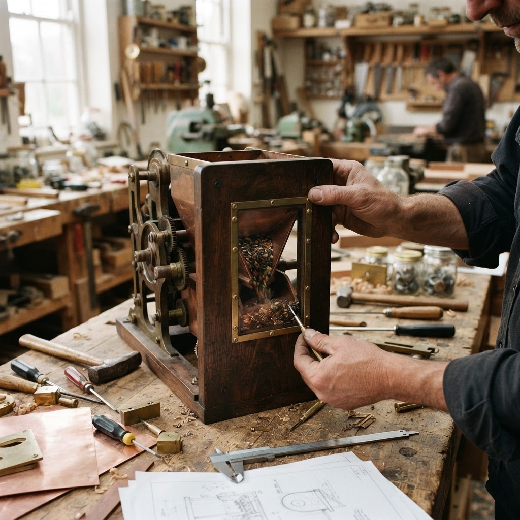 Vintage Patinated Copper Victorian Telegraphic Ticker-Tape Seed Spooler — step 3