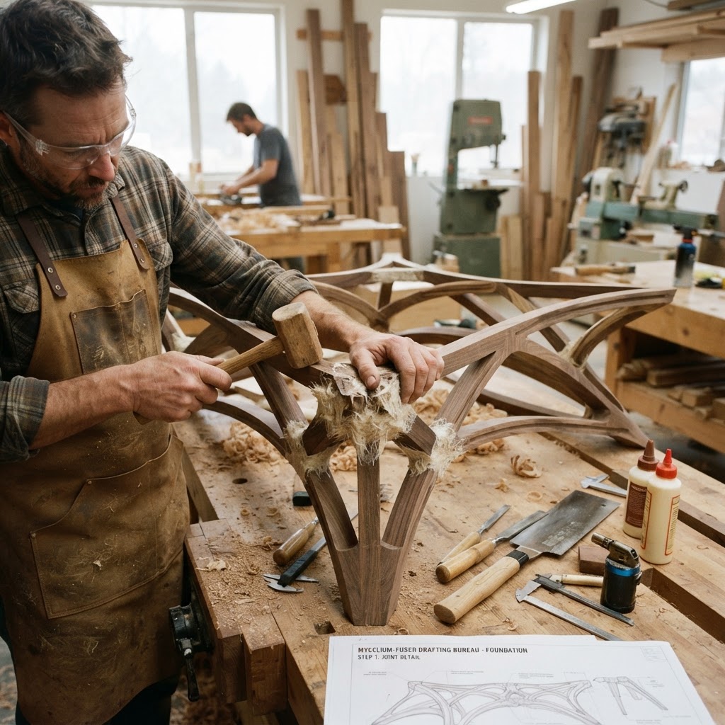 Bespoke Treetop Dendritic Mycelium-Infused Phyto-Refractive Sap-Flow Canopy Zephyr-Orrery Drafting Bureau — step 1