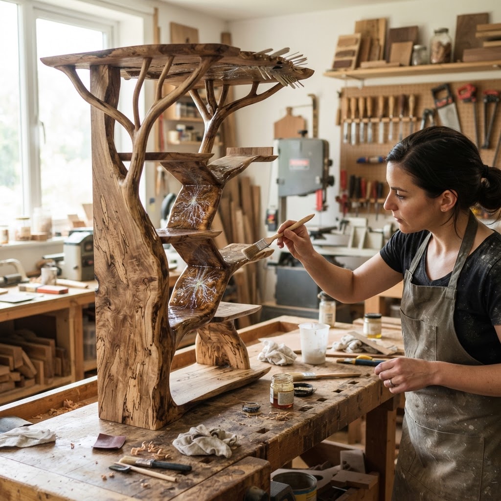 Bespoke Treetop Dendritic Mycelium-Infused Phyto-Thermal Sap-Flow Canopy Zephyr-Vane Bookcase — step 4