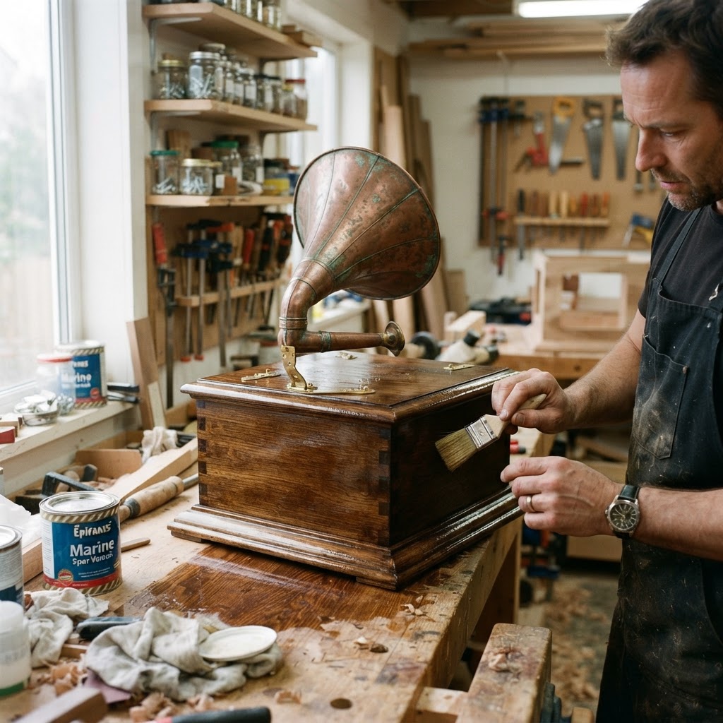 Vintage Patinated Copper Gramophone Seed Horn — step 4