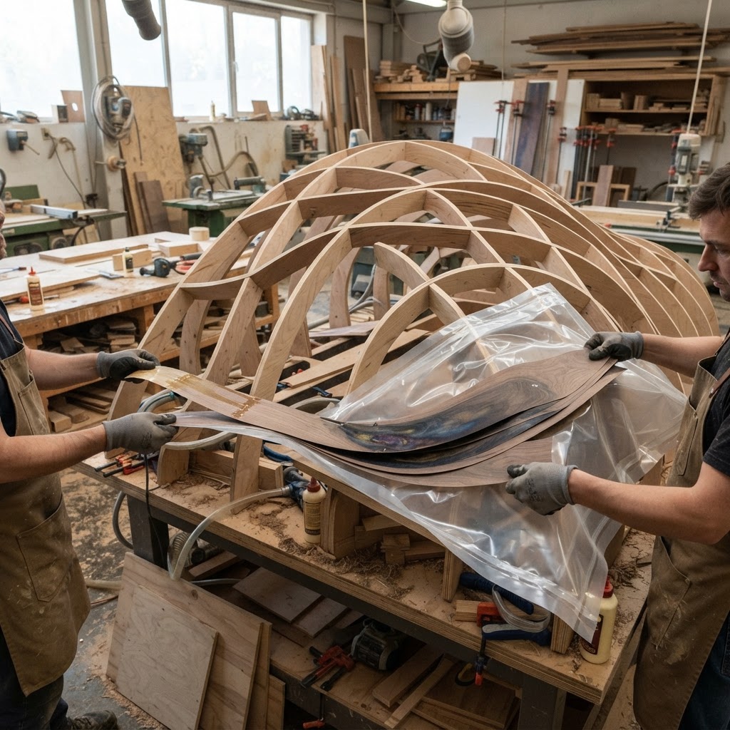 Nebula-Patterned Laminated Plywood Canopy Cocoon — step 2