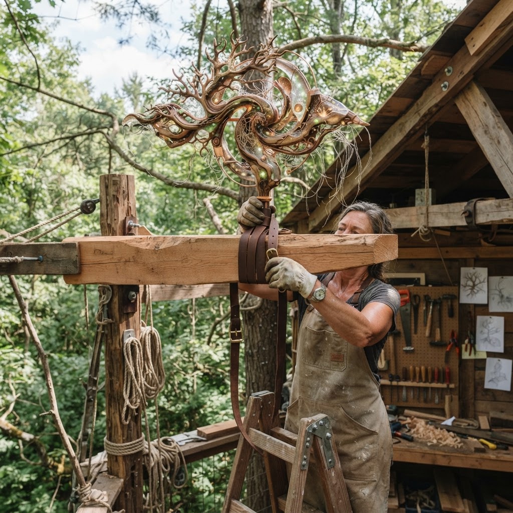 Bespoke Treetop Dendritic Mycelium-Infused Phyto-Luminescent Pollen-Tracing Wind-Vane — step 4