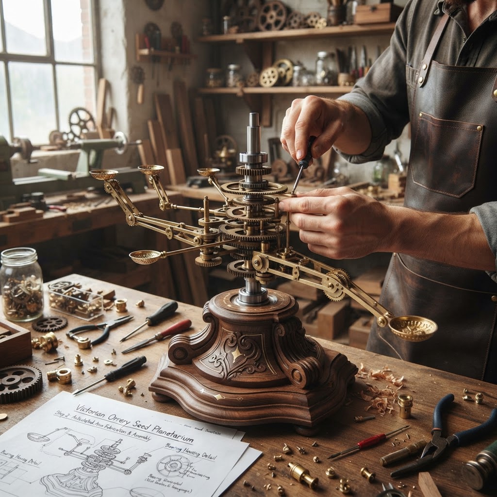 Steampunk Victorian Brass Orrery Seed Planetarium — step 2