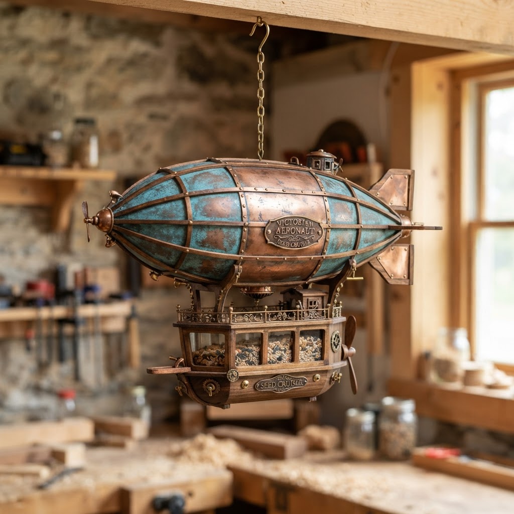 Vintage Patinated Copper Victorian Aeronaut Zeppelin Dirigible Seed Cruiser