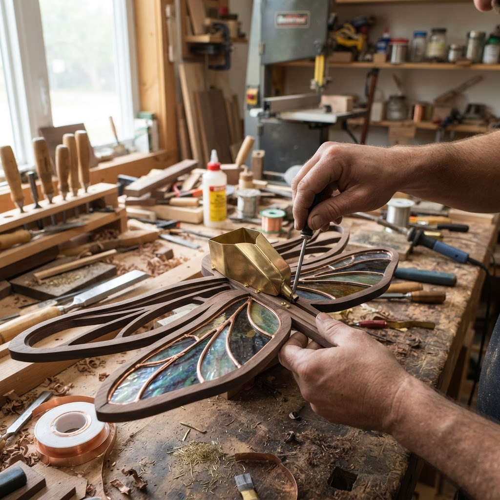 Art Nouveau Dragonfly Wing Stained-Glass Feeder — step 3