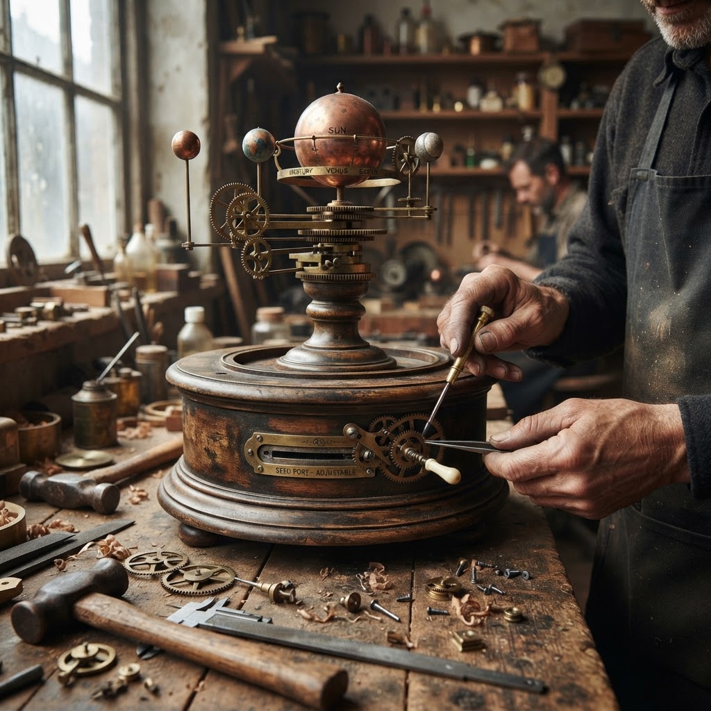 Vintage Patinated Copper Victorian Orrery Seed Planetarium — step 3