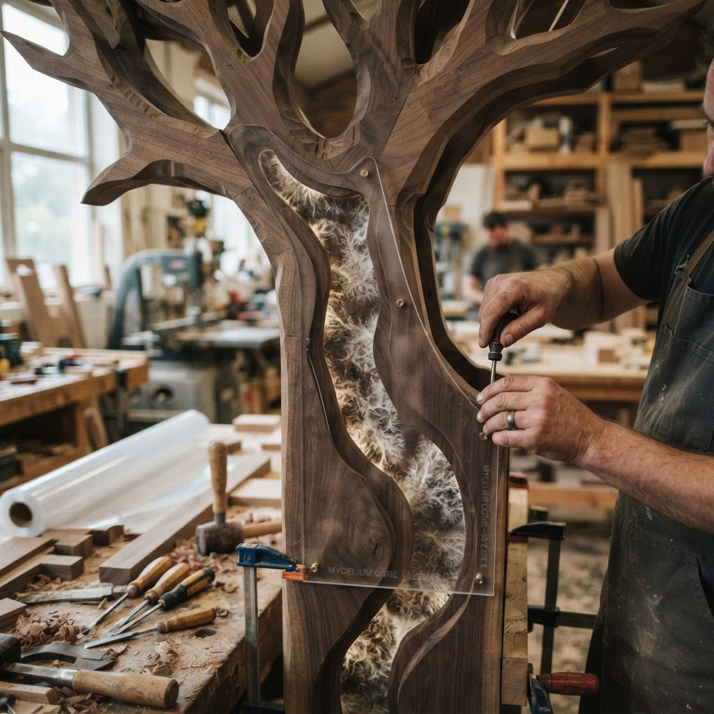 Bespoke Treetop Dendritic Mycelium-Infused Sculptural Bookcase — step 2