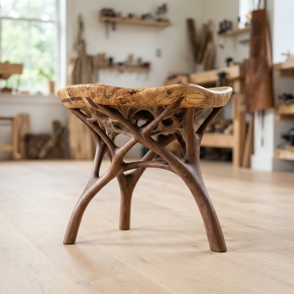 Bespoke Treetop Dendritic Mycelium-Infused Phyto-Vibration Sap-Pulse Canopy Echo-Chamber Meditation Stool