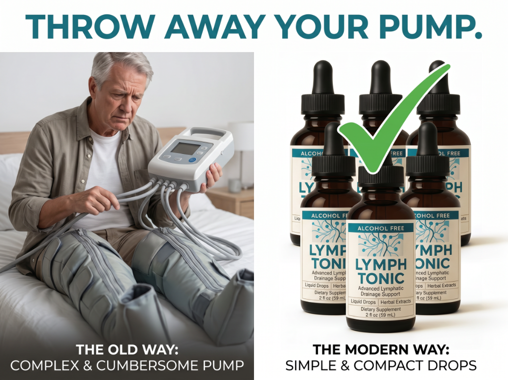 Throw away your pump — the old way vs the modern way with Lymph Tonic drops