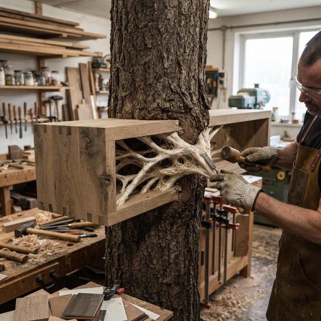 Bespoke Treetop Dendritic Mycelium-Infused Phyto-Luminous Sap-Flow Canopy Aurora-Vane Console — step 1