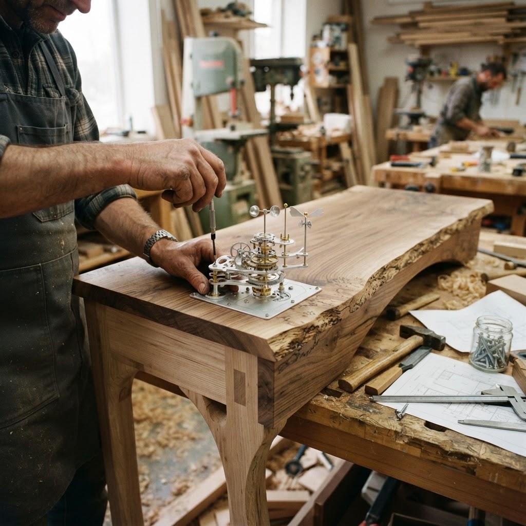 Bespoke Treetop Dendritic Mycelium-Infused Phyto-Refractive Sap-Flow Canopy Zephyr-Orrery Writing Desk — step 2