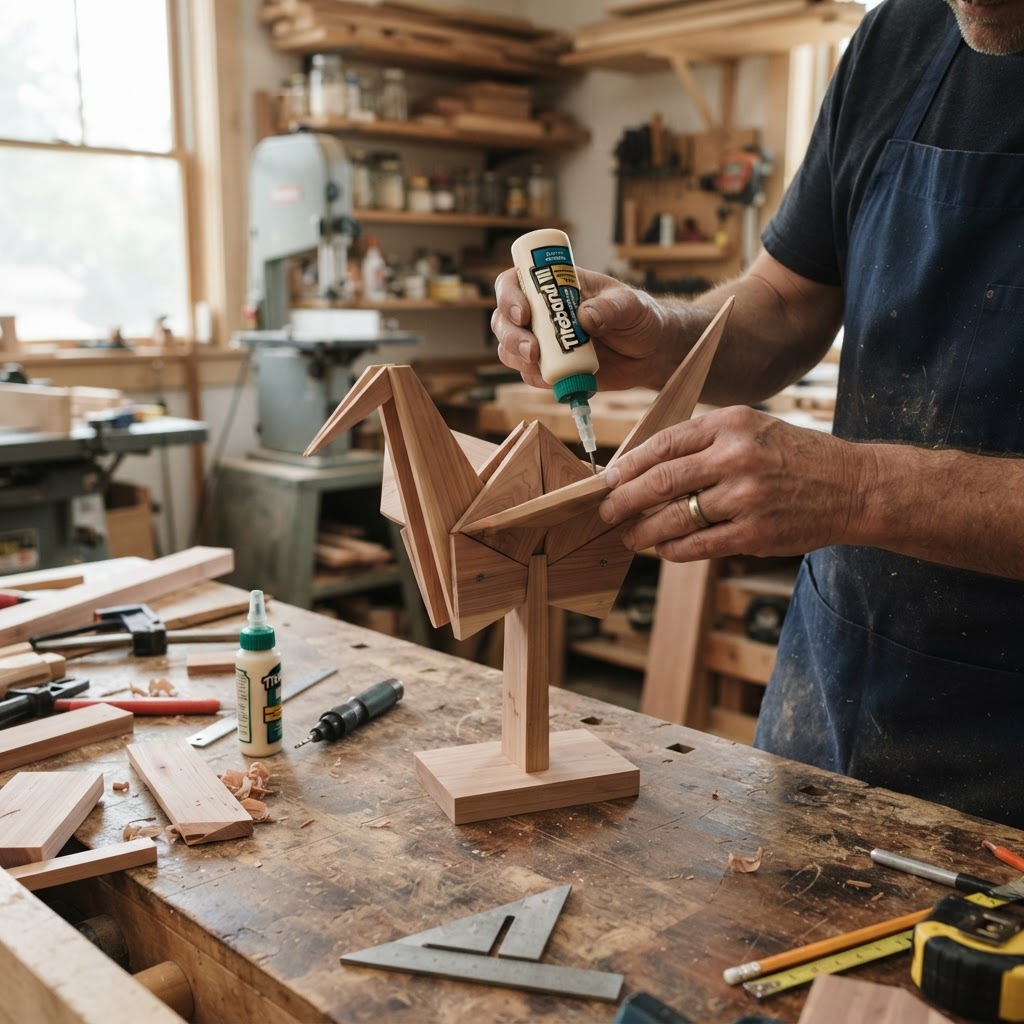 Floating Origami Paper-Crane Cedar Feeder — step 2