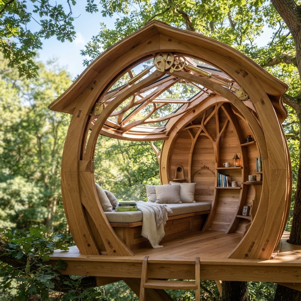 Bespoke Treetop Dendritic Solar-Tracking Heliotropic Reading Nook