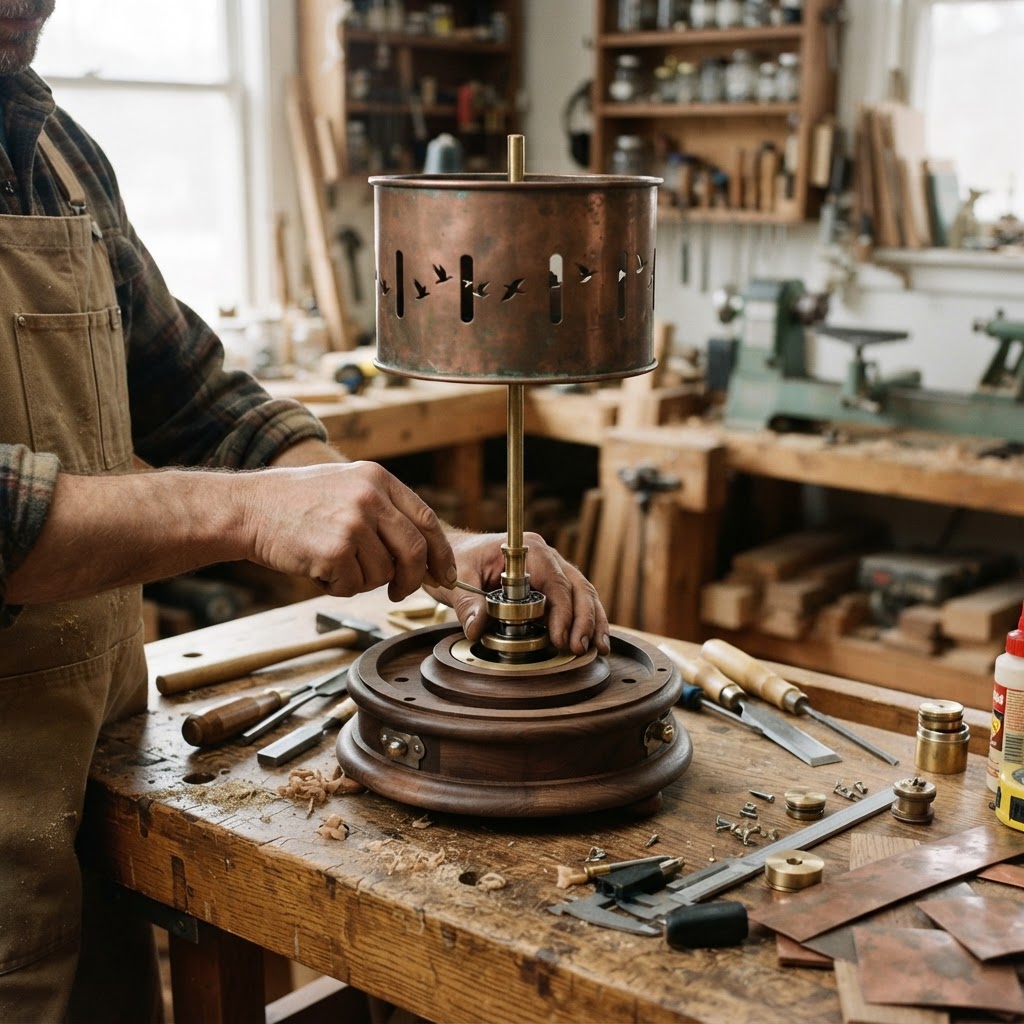 Vintage Patinated Copper Victorian Zoetrope Seed Animator — step 3