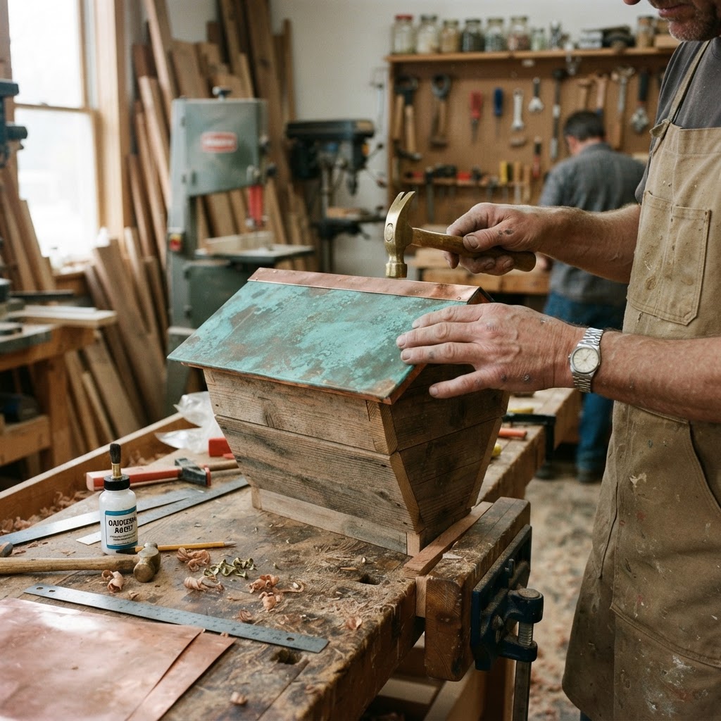 Vintage Patinated Copper Victorian Telegraphic Morse Code Seed Station — step 1