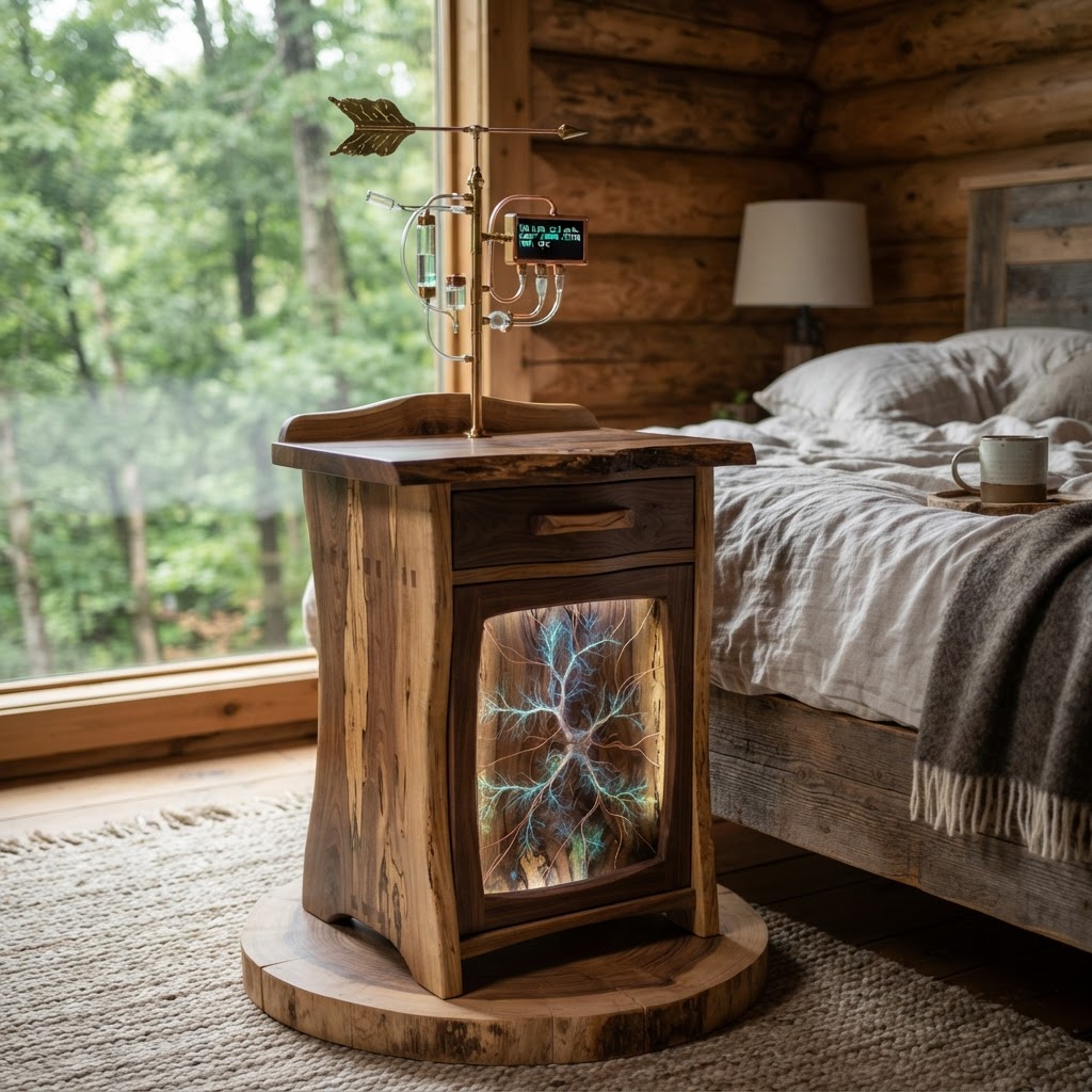 Bespoke Treetop Dendritic Mycelium-Infused Phyto-Cyclic Sap-Flow Canopy Aurora-Vane Bedside Commode
